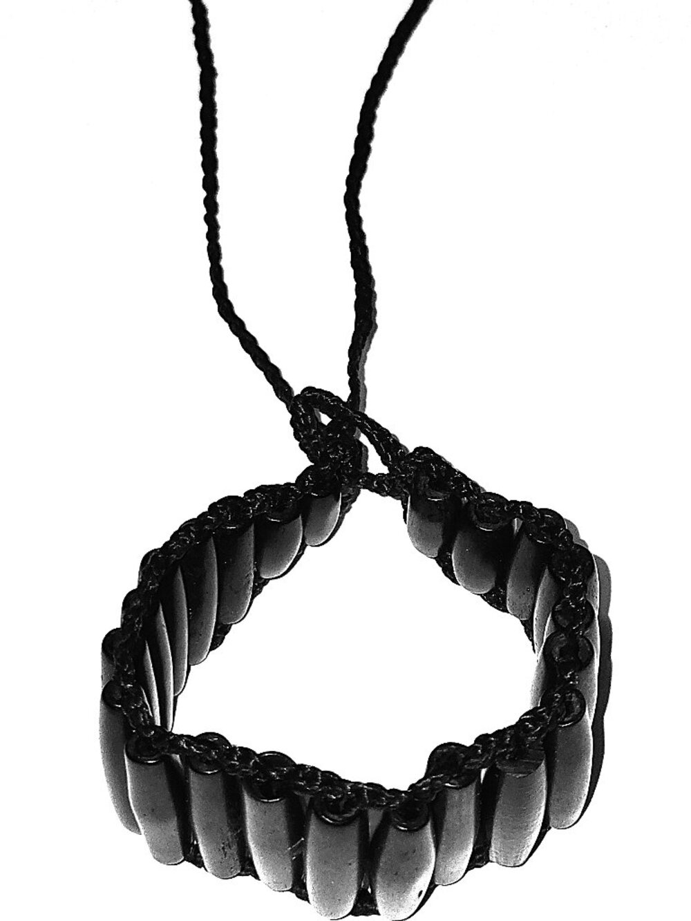 Handmade Unisex Black Stone Cord Bracelet – Artisan Boho Jewelry- Brand New